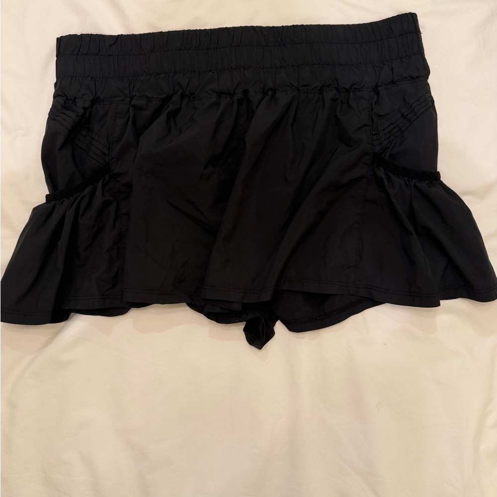 FP Movement by Free People Black Ruffle Athletic Skort Shorts